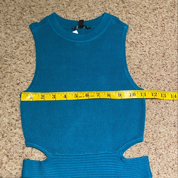 Guess cutout bodycon rib sleeveless dress size XS teal blue cocktail club - Picture 13 of 16